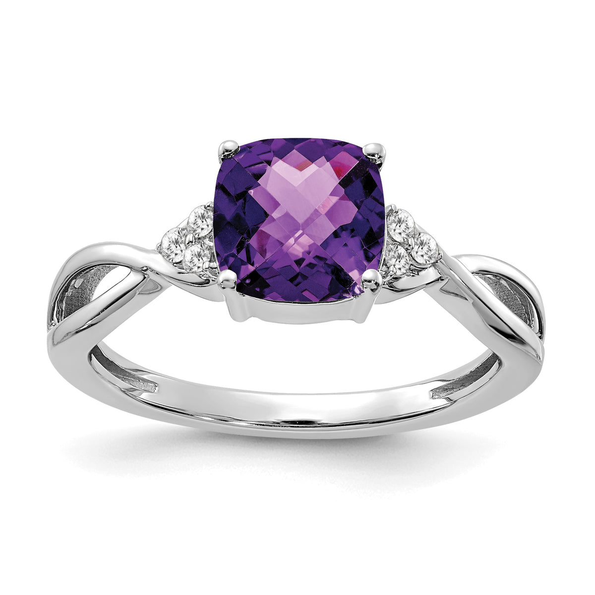 Gemstone & Diamond Ring - 14k White Gold / Amethyst