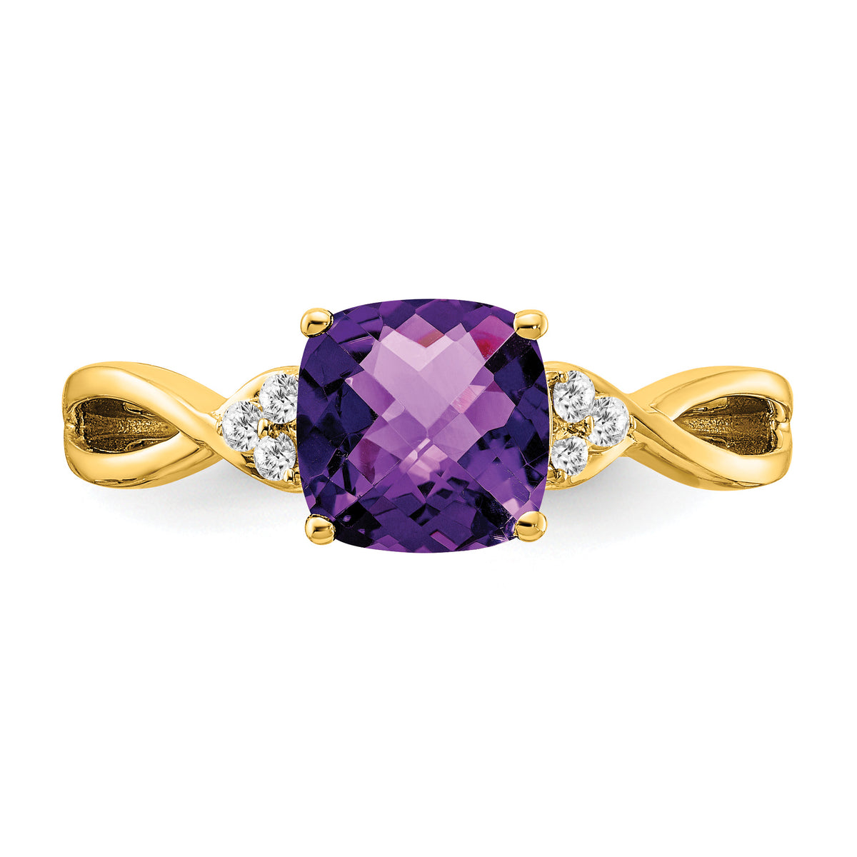 Gemstone & Diamond Ring - 14k Yellow Gold / Amethyst