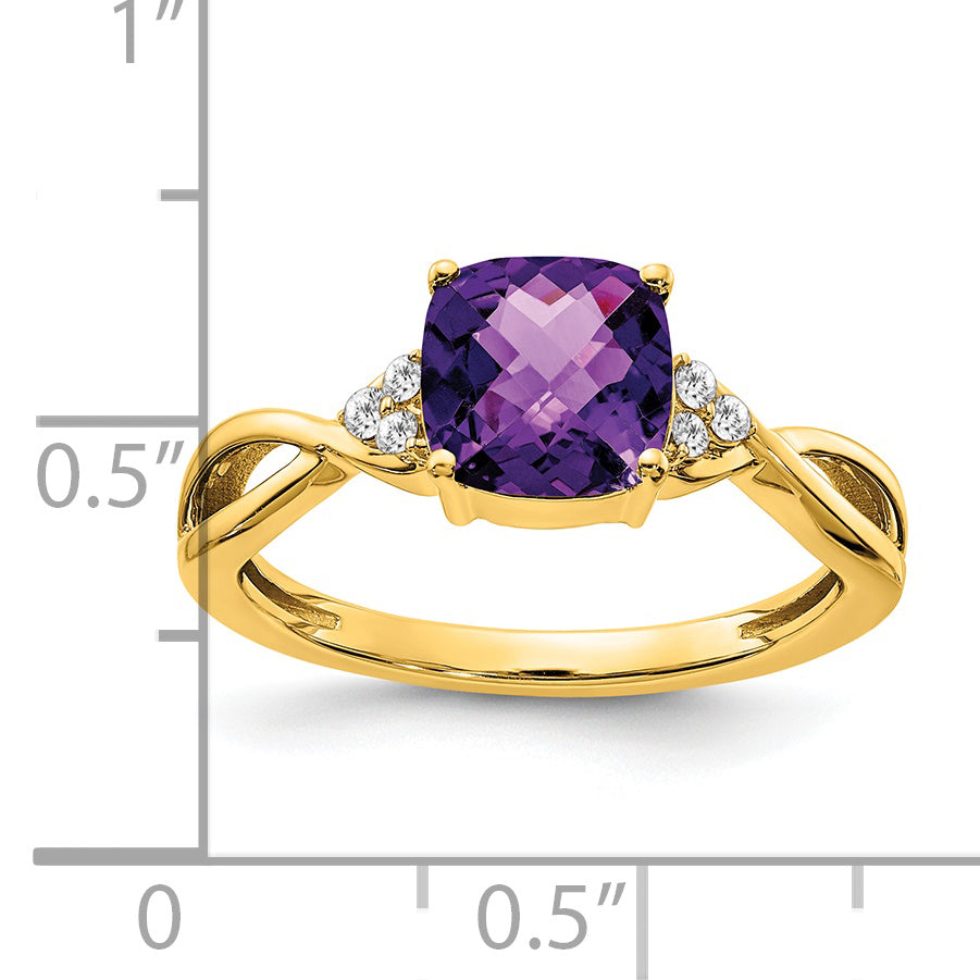 Gemstone & Diamond Ring - 14k Yellow Gold / Amethyst