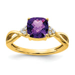 Gemstone & Diamond Ring - 14k Yellow Gold / Amethyst