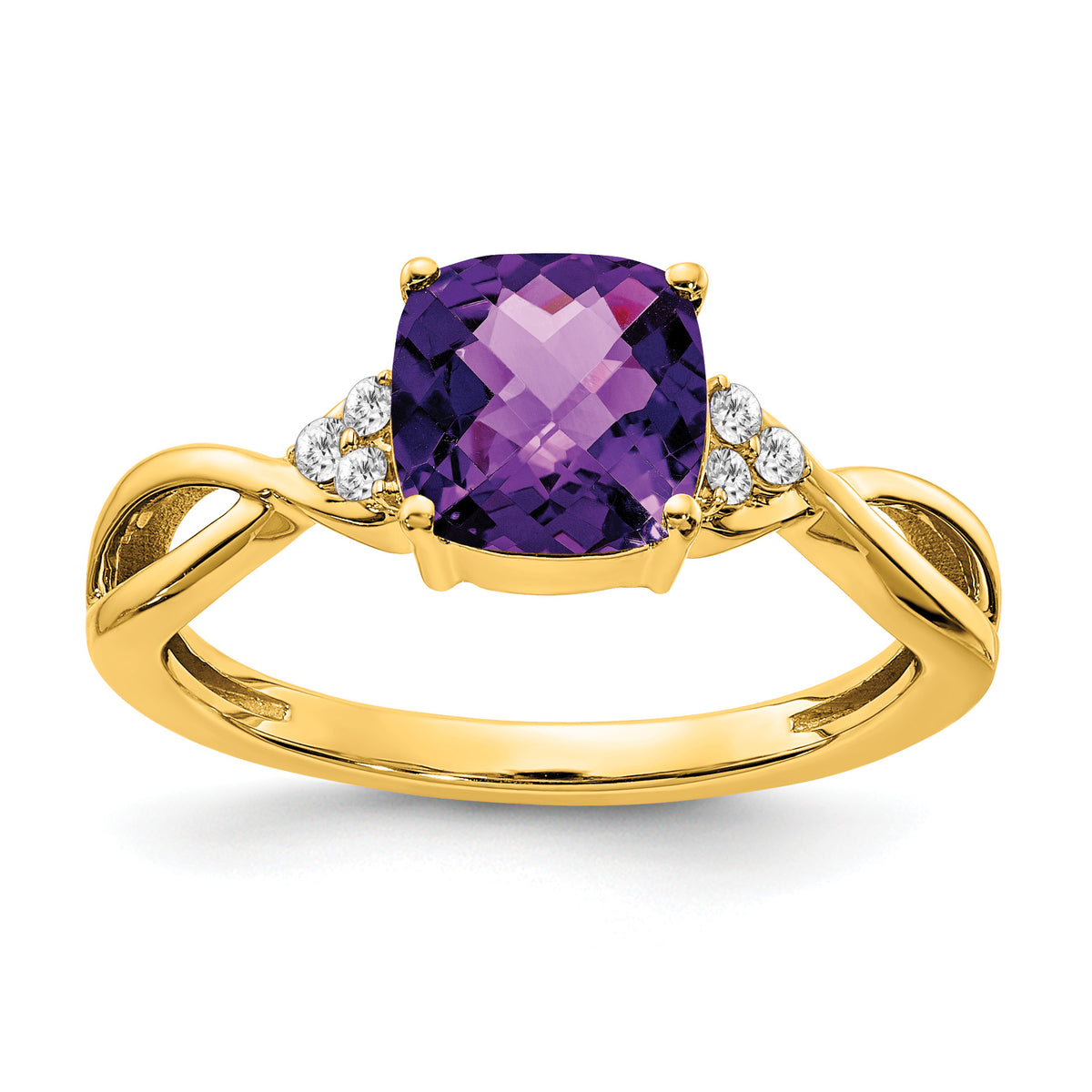 Gemstone & Diamond Ring - 14k Yellow Gold / Amethyst