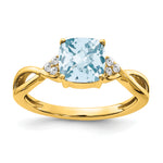 Gemstone & Diamond Ring - 10k Yellow Gold / Aquamarine