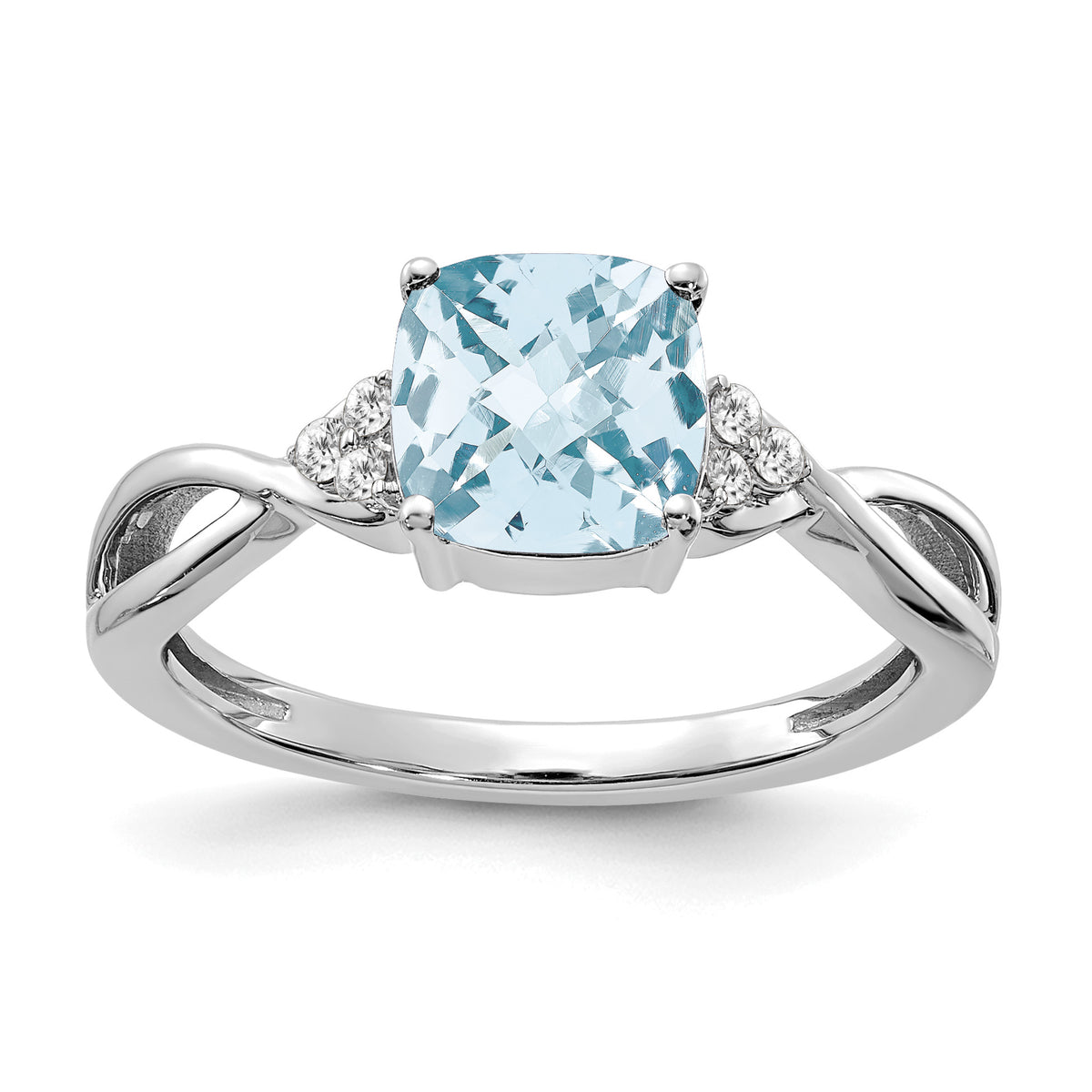 Gemstone & Diamond Ring - 14k White Gold / Aquamarine