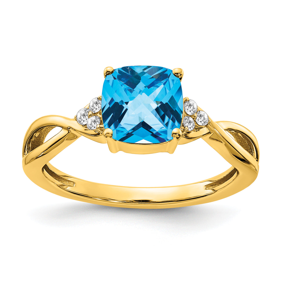 Gemstone & Diamond Ring - 10k Yellow Gold / Swiss Blue Topaz