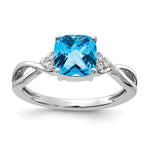 Gemstone & Diamond Ring - 14k White Gold / Sky Blue Topaz