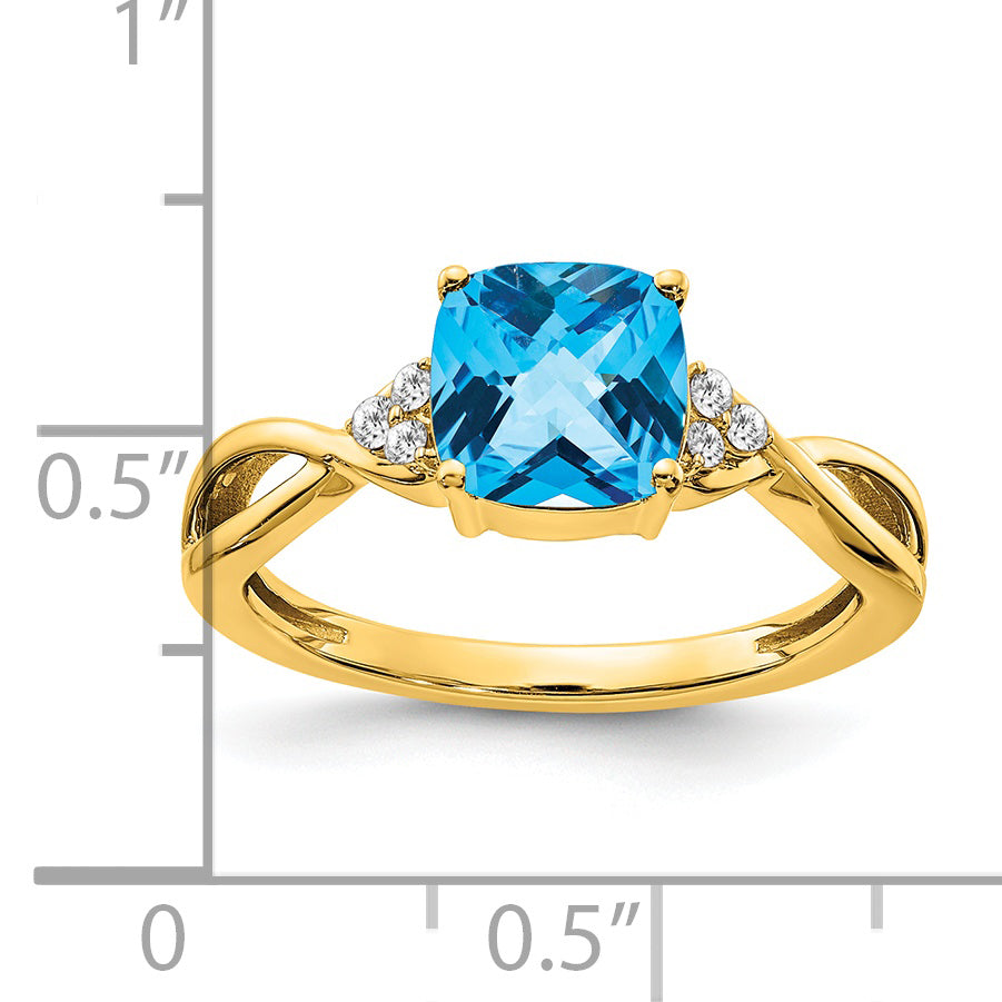 Gemstone & Diamond Ring - 14k Yellow Gold / Swiss Blue Topaz