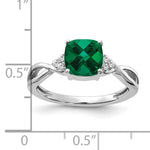 Gemstone & Diamond Ring - 14k White Gold / Emerald, Lab Created