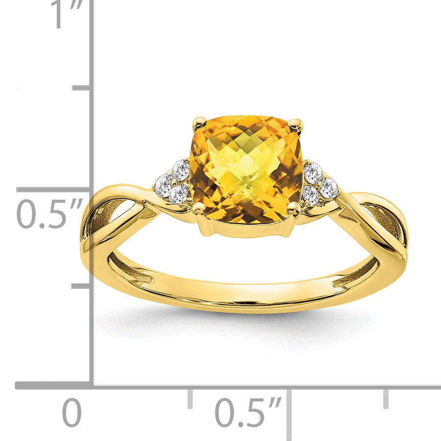 Gemstone & Diamond Ring - 10k Yellow Gold / Citrine