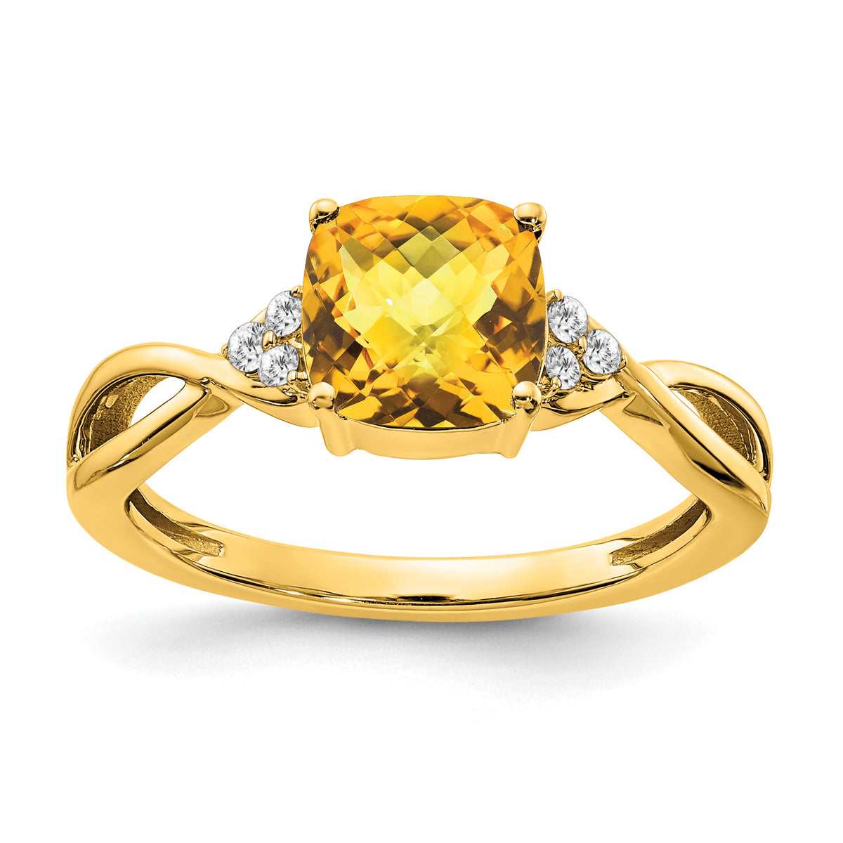 Gemstone & Diamond Ring - 10k Yellow Gold / Citrine