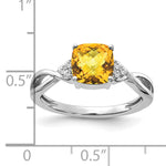Gemstone & Diamond Ring - 14k White Gold / Citrine