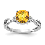 Gemstone & Diamond Ring - 14k White Gold / Citrine