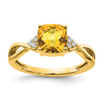 Gemstone & Diamond Ring - 14k Yellow Gold / Citrine
