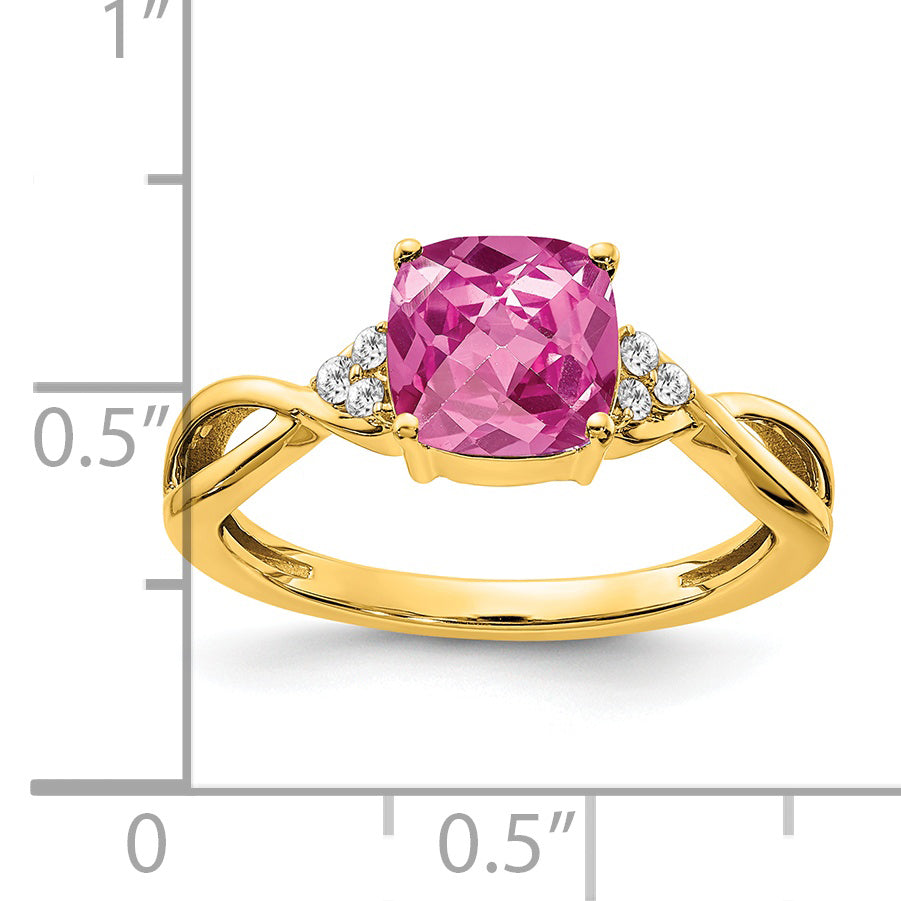 Gemstone & Diamond Ring - 14k Yellow Gold / Sapphire (Colors), Lab Created