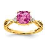 Gemstone & Diamond Ring - 14k Yellow Gold / Sapphire (Colors), Lab Created