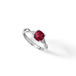 Gemstone & Diamond Ring - 14k White Gold / Ruby, Lab Created