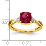 Gemstone & Diamond Ring - 14k Yellow Gold / Ruby, Lab Created