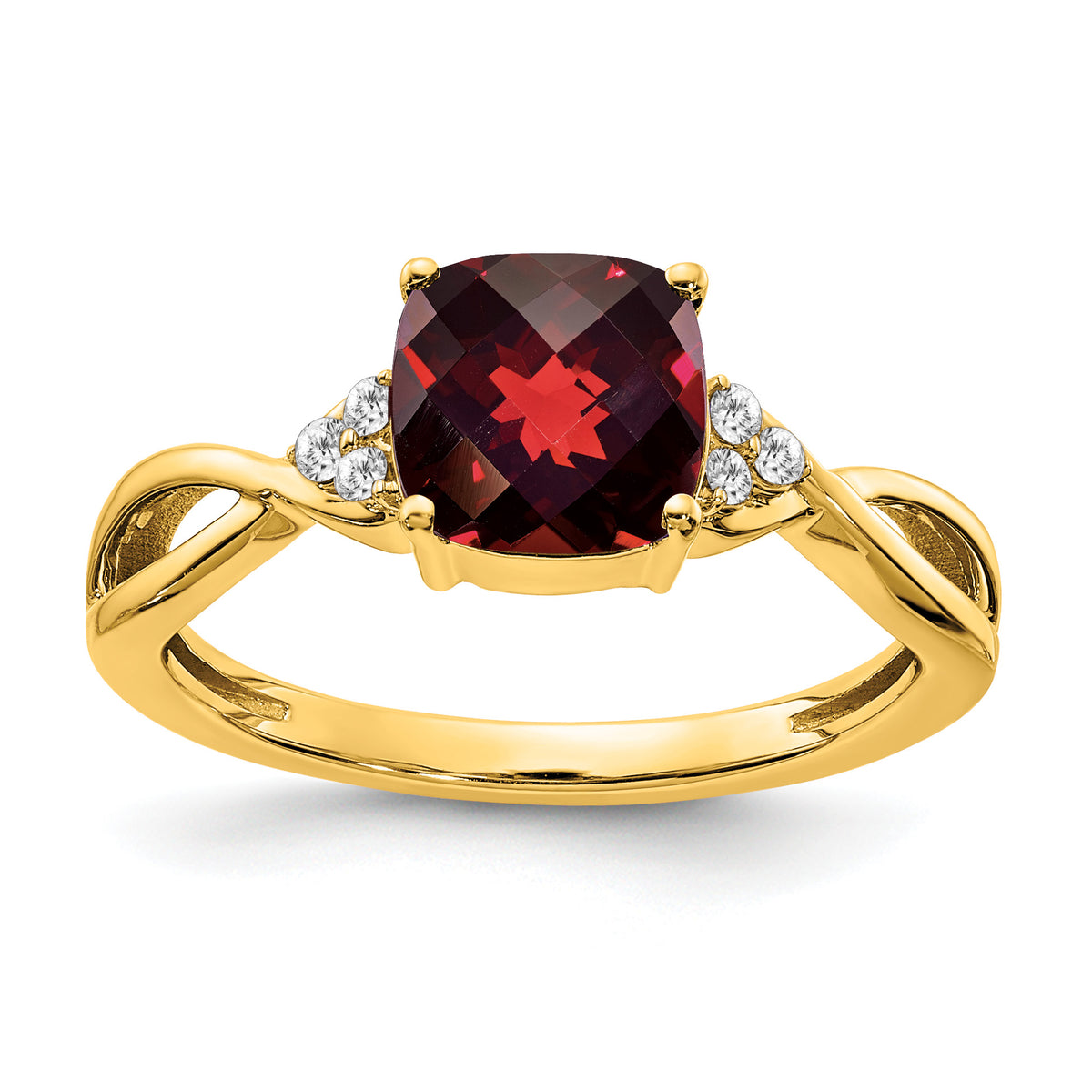 Gemstone & Diamond Ring - 10k Yellow Gold / Garnet