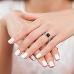 Gemstone & Diamond Ring - 14k White Gold / Garnet
