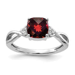 Gemstone & Diamond Ring - 14k White Gold / Garnet