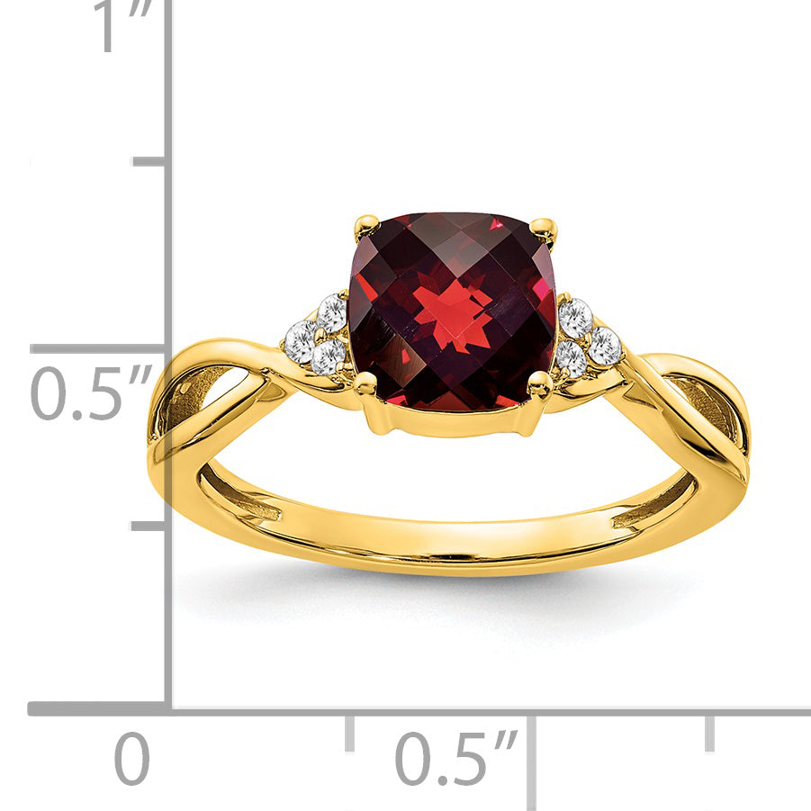 Gemstone & Diamond Ring - 14k Yellow Gold / Garnet