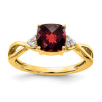 Gemstone & Diamond Ring - 14k Yellow Gold / Garnet