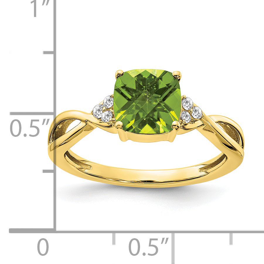 Gemstone & Diamond Ring - 10k Yellow Gold / Peridot