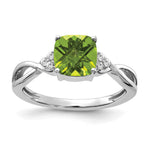 Gemstone & Diamond Ring - 14k White Gold / Peridot