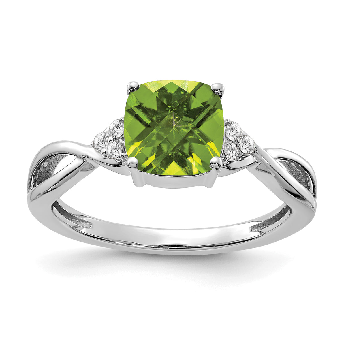Gemstone & Diamond Ring - 14k White Gold / Peridot