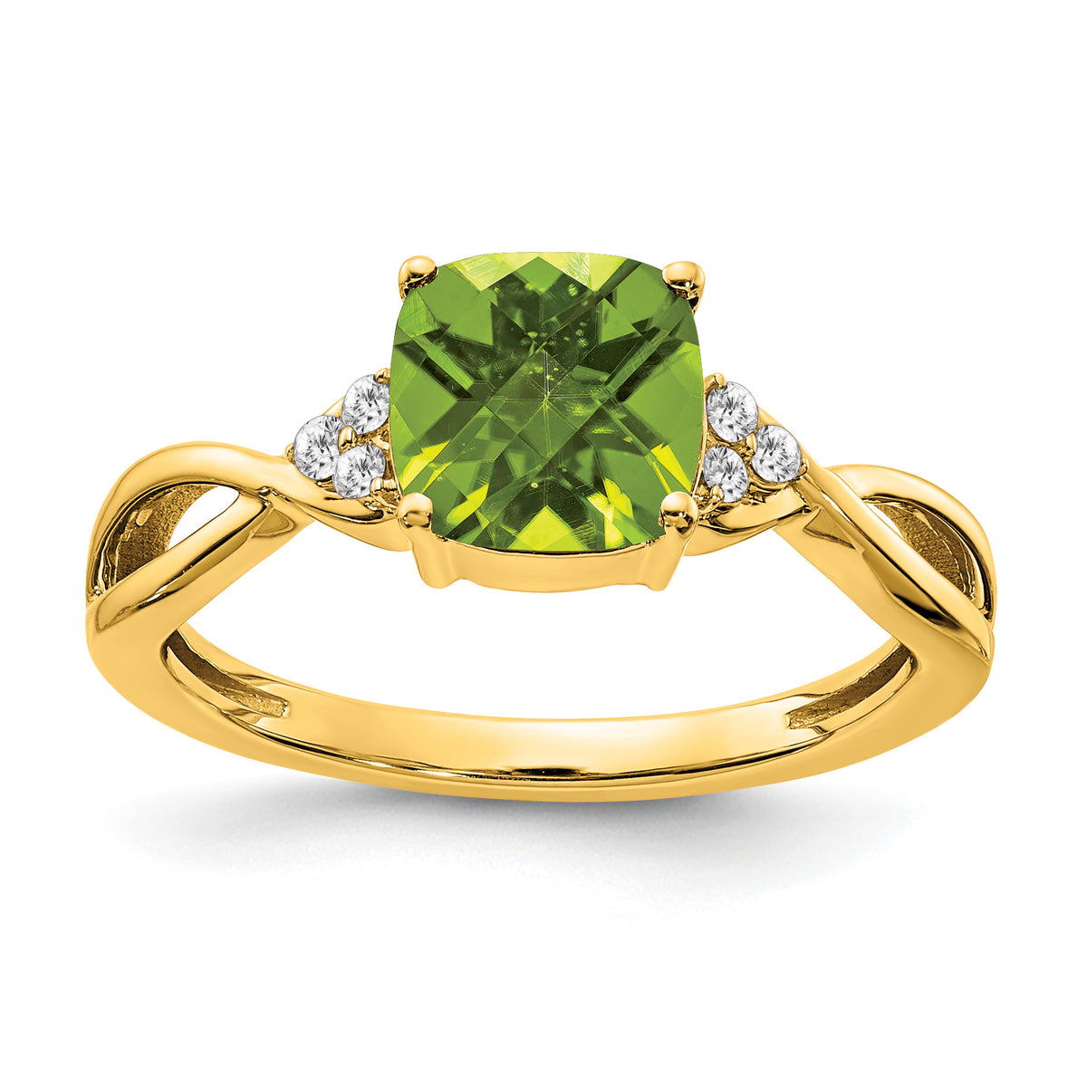 Gemstone & Diamond Ring - 14k Yellow Gold / Peridot