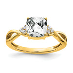 Gemstone & Diamond Ring - 10k Yellow Gold / White Topaz