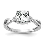 Gemstone & Diamond Ring - 14k White Gold / White Topaz