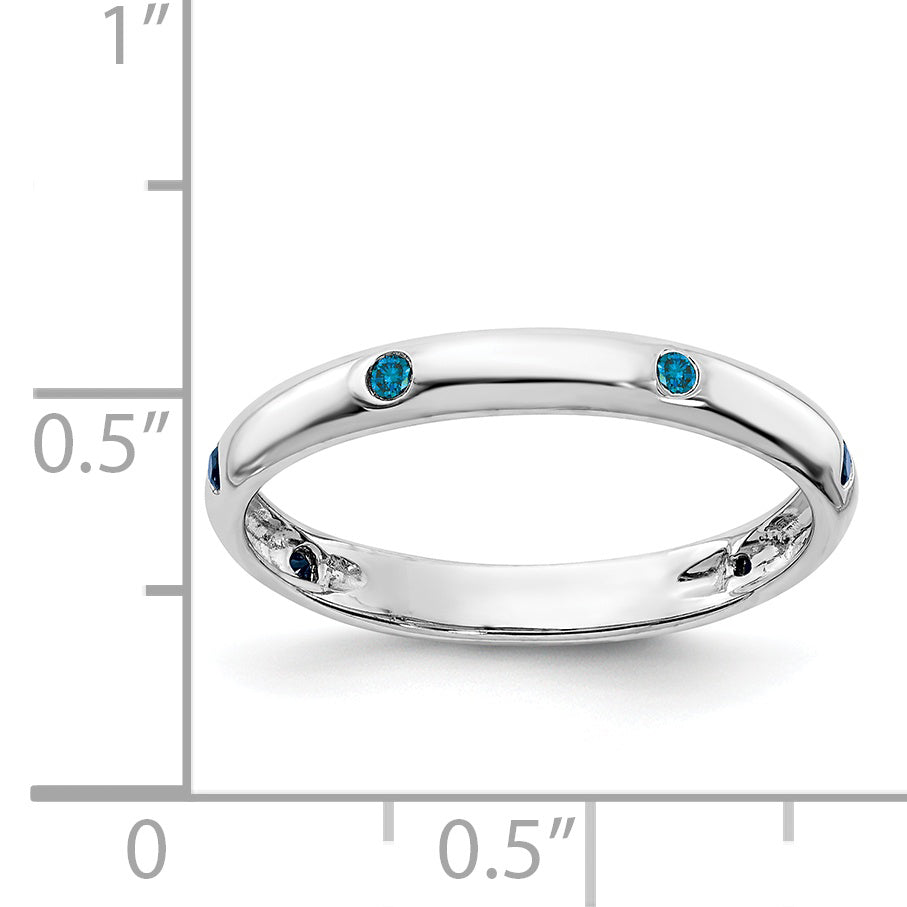 6-Stone Diamond or Gemstone Band - 14k White Gold / Blue Diamond