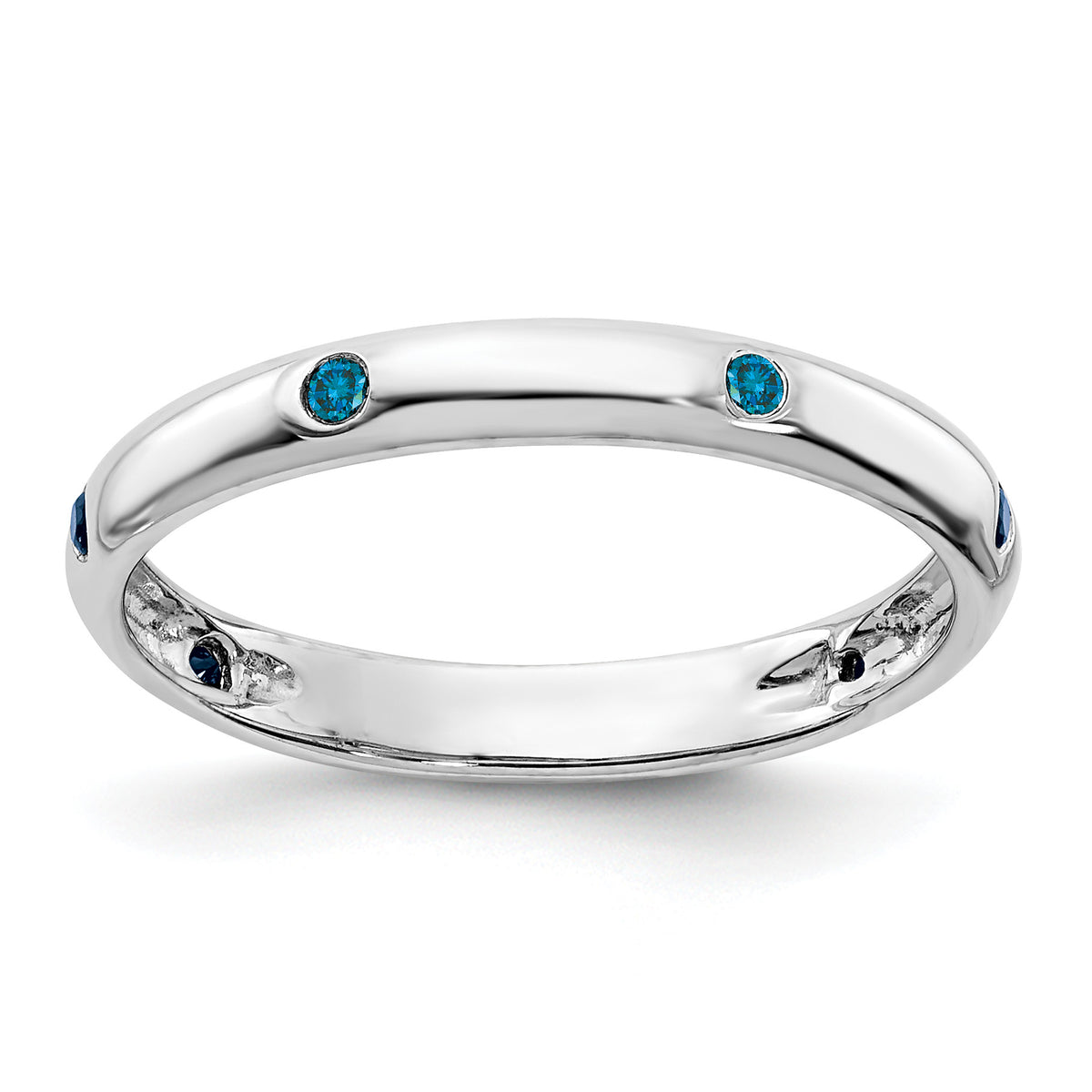 6-Stone Diamond or Gemstone Band - 14k White Gold / Blue Diamond