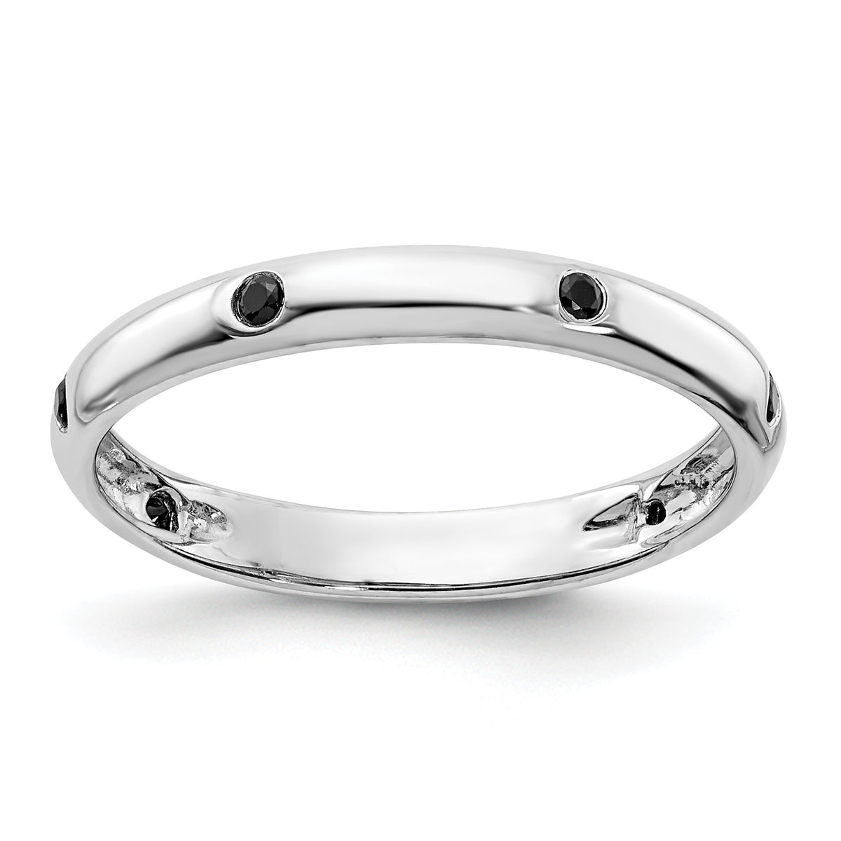 6-Stone Diamond or Gemstone Band - 14k White Gold / Black Diamond#14k White Gold_Black Diamond