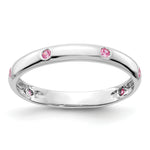 6-Stone Diamond or Gemstone Band - 14k White Gold / Pink Sapphire (Colors)
