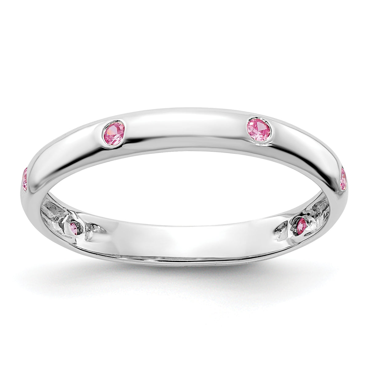 6-Stone Diamond or Gemstone Band - 14k White Gold / Pink Sapphire (Colors)