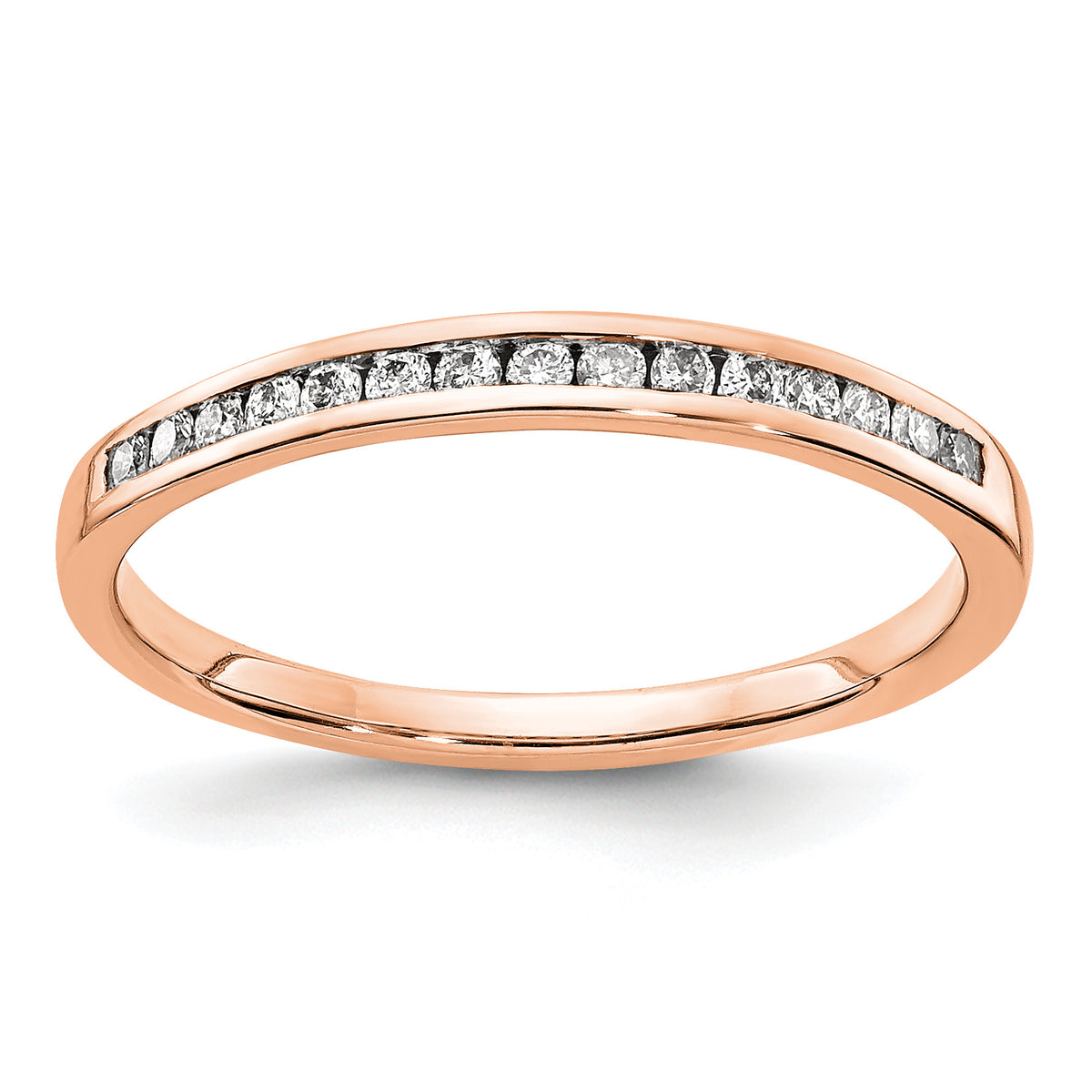 Diamond or Gemstone Channel Band - 14k Rose Gold / White Diamond