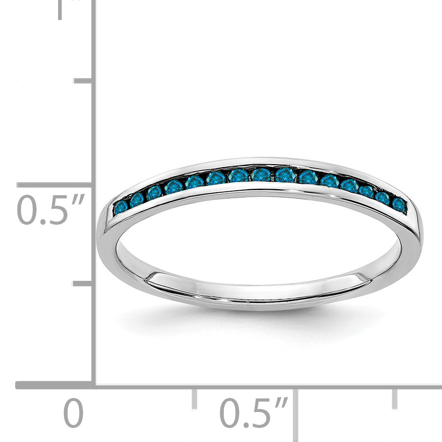 Diamond or Gemstone Channel Band - 14k White Gold / Blue Diamond