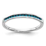 Diamond or Gemstone Channel Band - 14k White Gold / Blue Diamond
