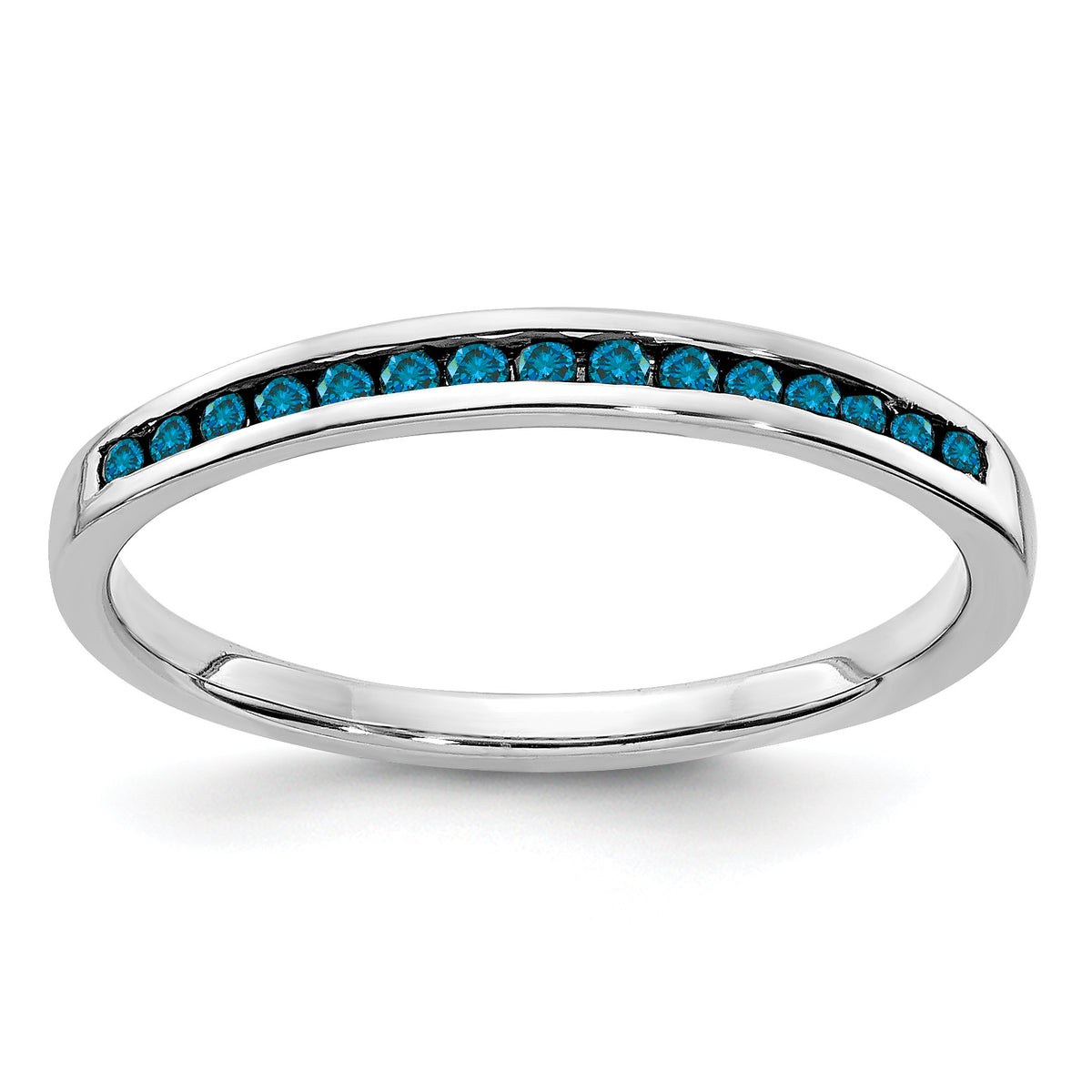 Diamond or Gemstone Channel Band - 14k White Gold / Blue Diamond