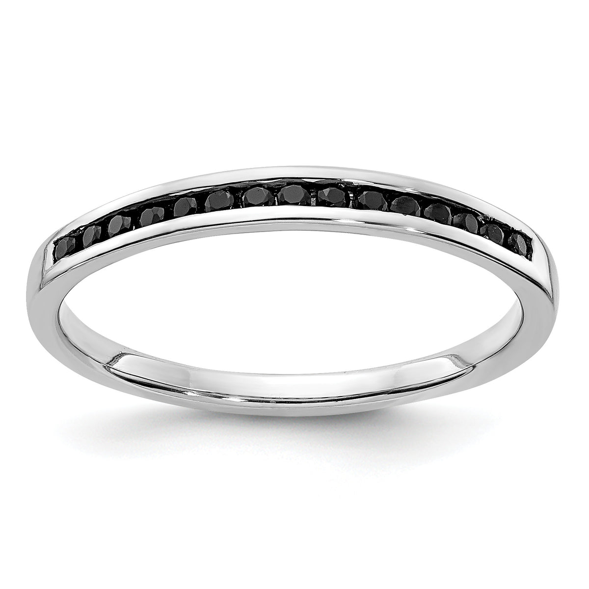 Diamond or Gemstone Channel Band - 14k White Gold / Black Diamond