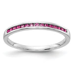 Diamond or Gemstone Channel Band - 14k White Gold / Pink Sapphire (Colors)