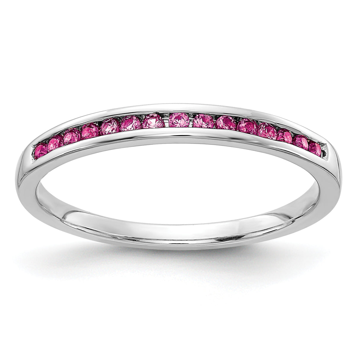 Diamond or Gemstone Channel Band - 14k White Gold / Pink Sapphire (Colors)