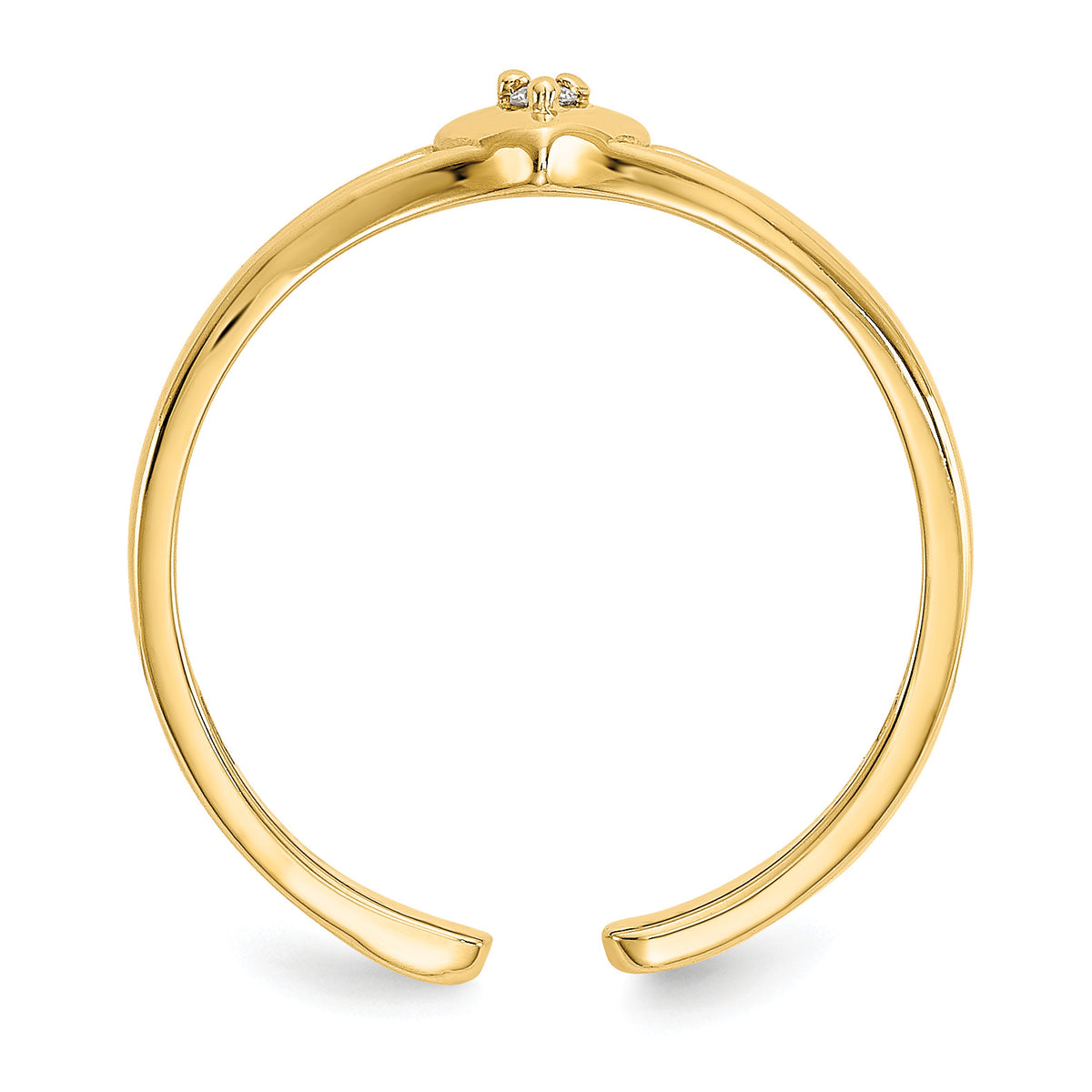 14k Gold Polished Diamond and Heart Toe Ring, view 2 - 14k White Gold