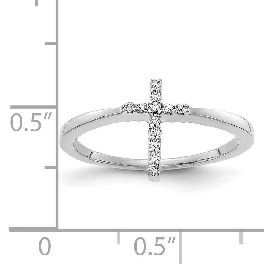 Diamond Cross Ring - 14k White Gold / Diamond