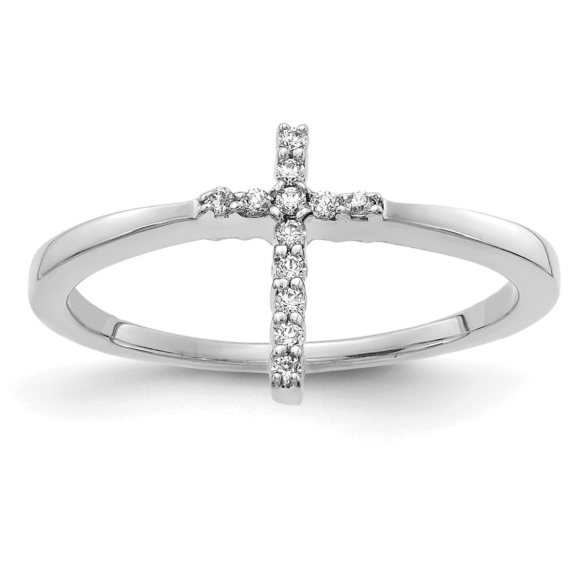 Diamond Cross Ring - 14k White Gold / Diamond, Lab Grown
