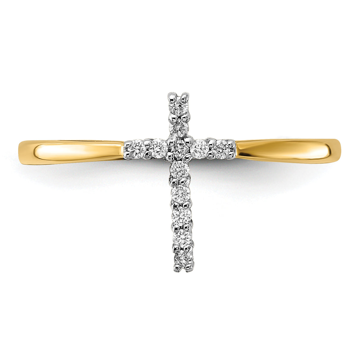 Diamond Cross Ring - 14k Yellow Gold / Diamond