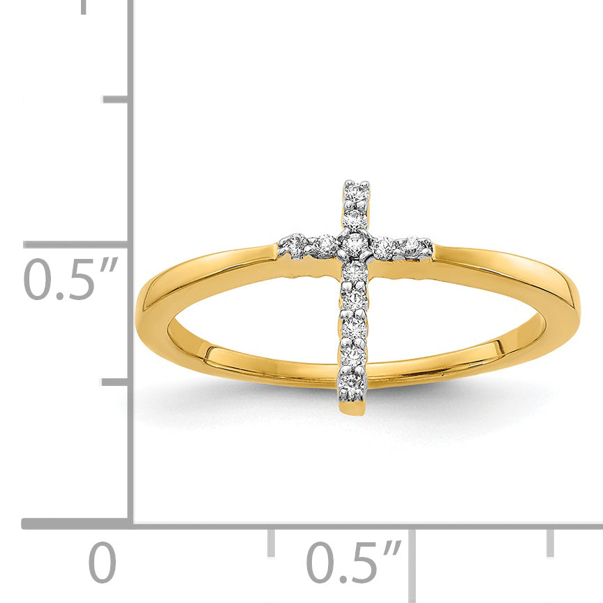 Diamond Cross Ring - 14k Yellow Gold / Diamond