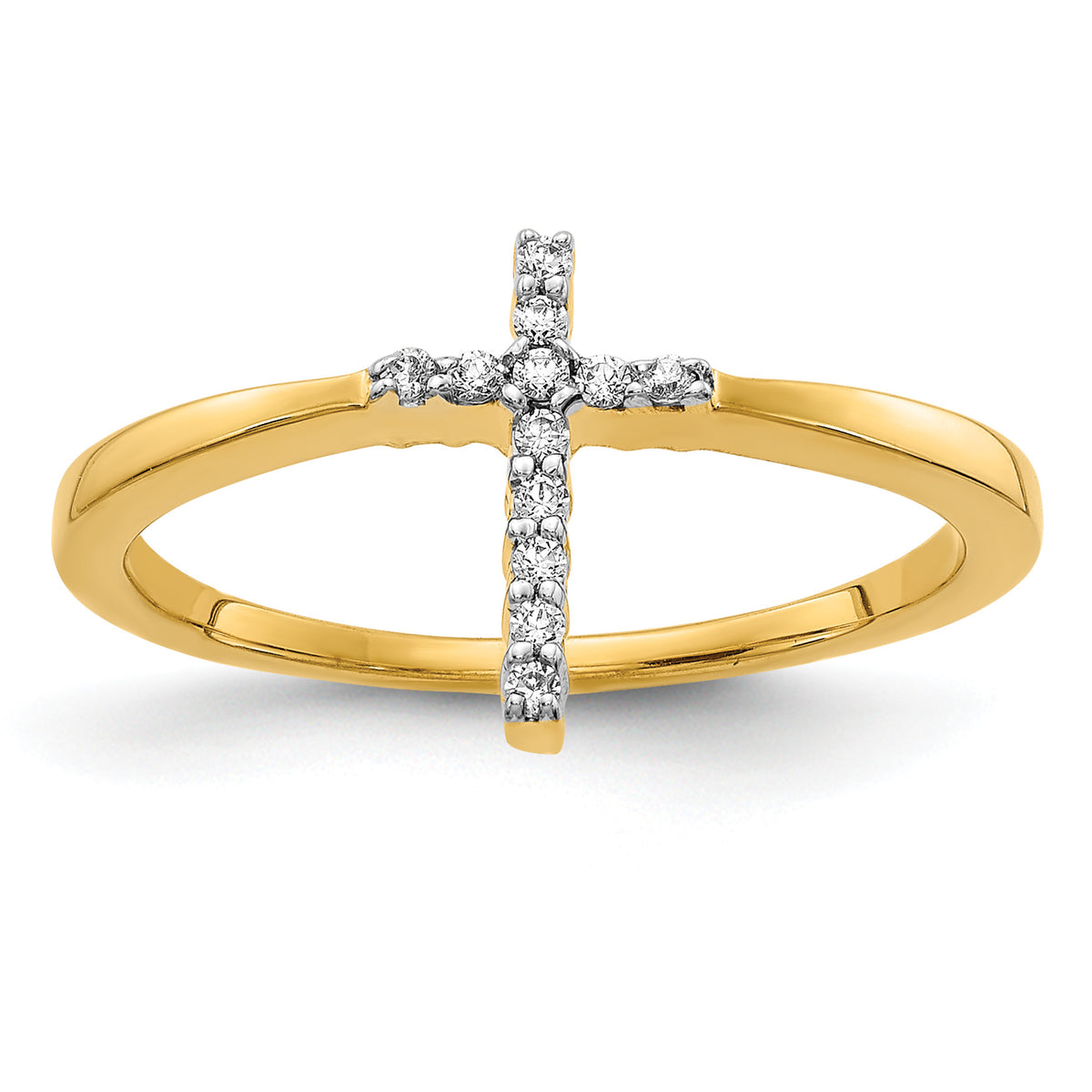 Diamond Cross Ring - 14k Yellow Gold / Diamond, Lab Grown