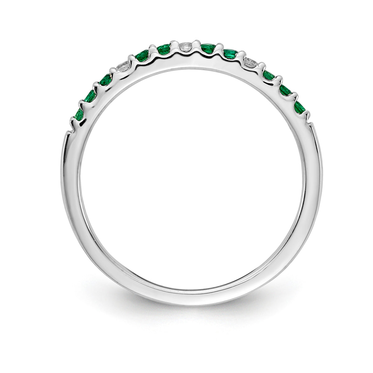 Diamond and Gemstone Band - Emerald